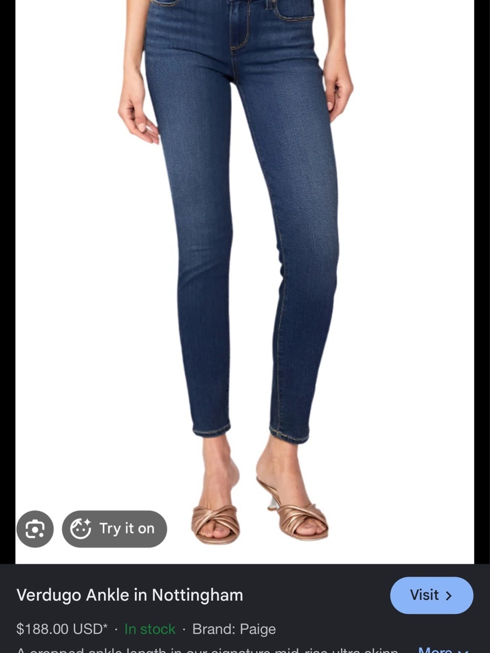 PAIGE Dark Blue Verdugo Ankle Jeans